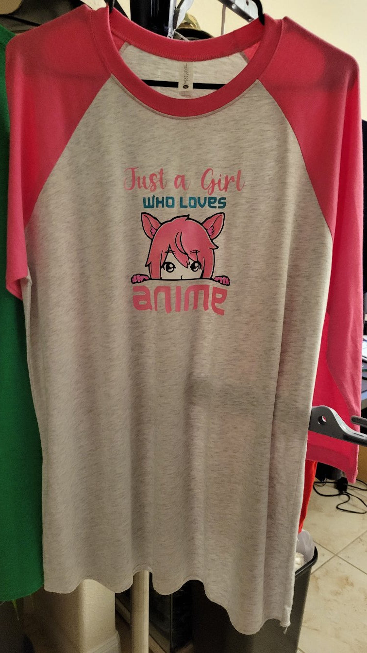 Just a Girl who loves anime baseball shirt