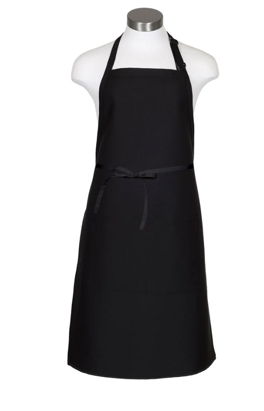 Black Bib Apron with embroidery design included