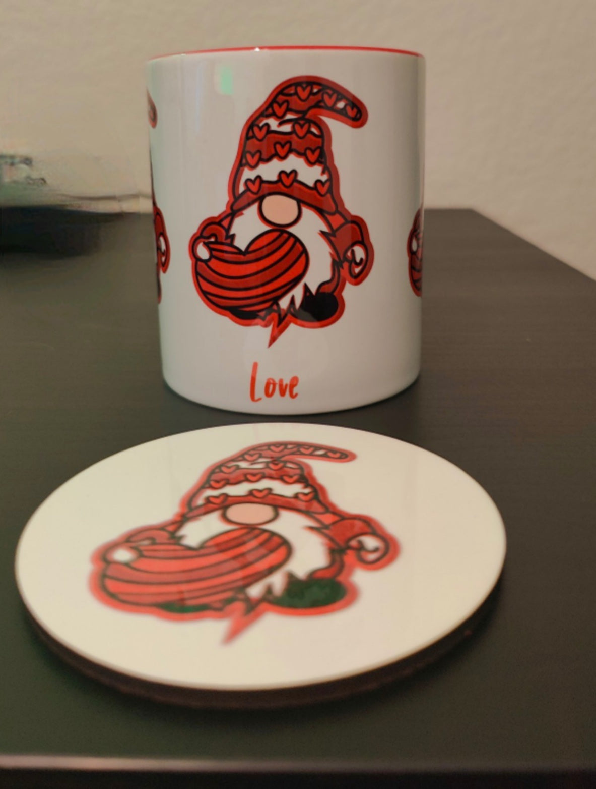 Valentine's Day Gnome Mug/Coaster